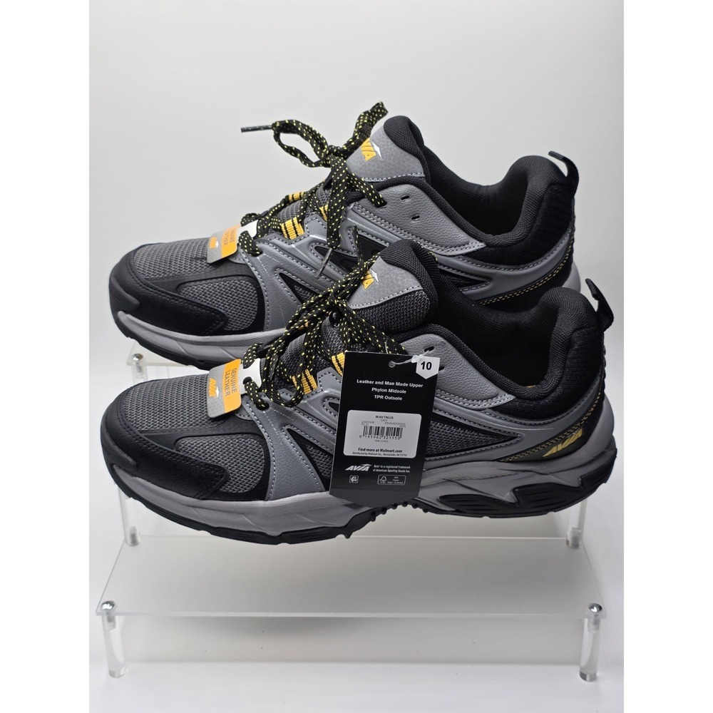Men's Avia Lace Up Size 10 W Black Talus Rugged Walking Shoes Sneakers Active